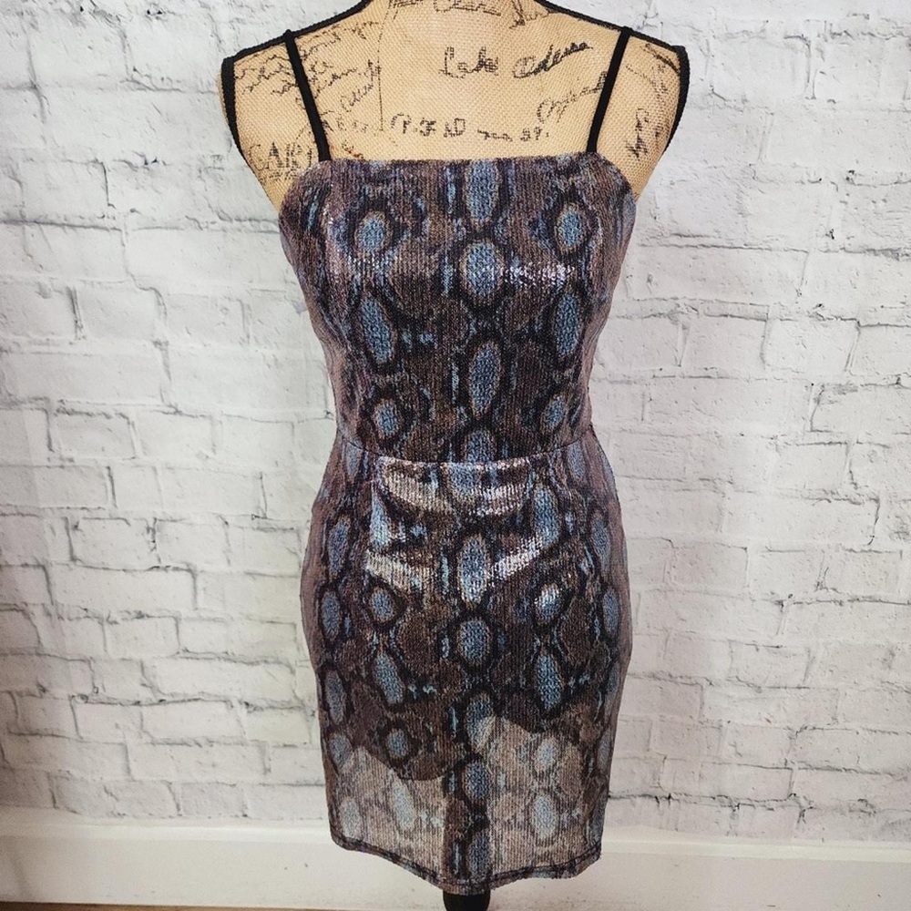 NWOT J. O. A. By Anthropologie Sequin Snakeskin Dress Sz M